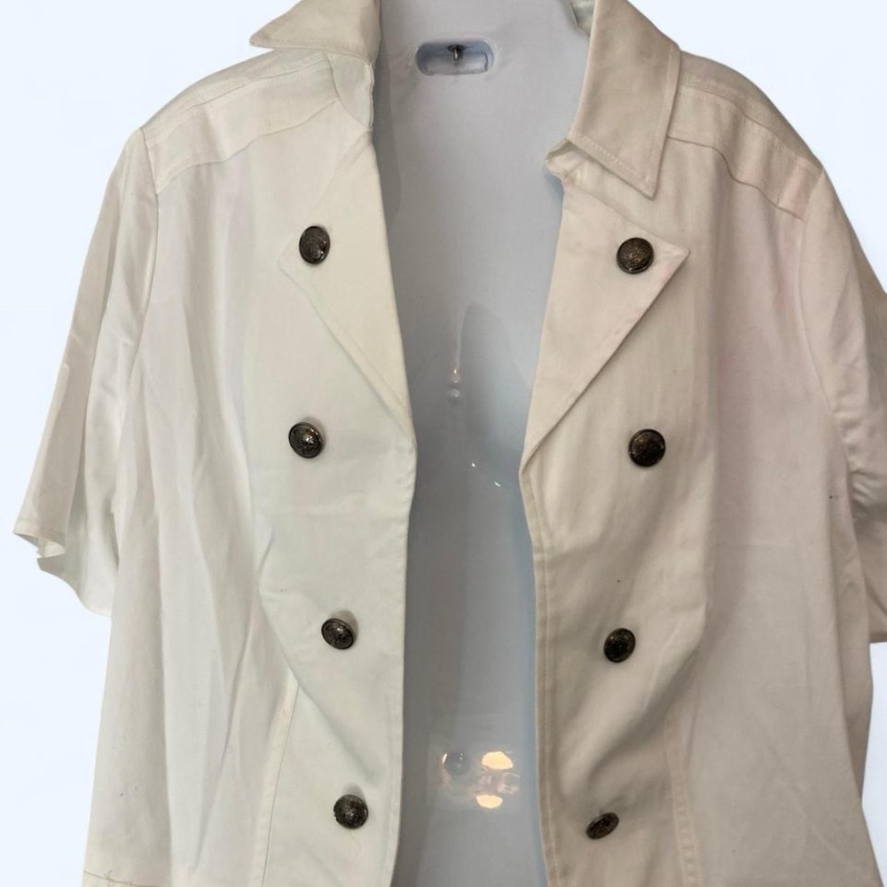 Anthropologie Roz & Ali white button-up blazer with a retro vibe 1X
